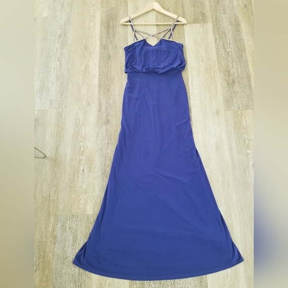 Adrianne Papell Cobalt Blue Formal Dress Rhinestone Crystal Straps Designer NWT - Picture 7 of 15